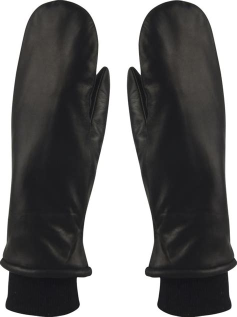 Mjm Black Leather Mittens With Lining Dresscodes