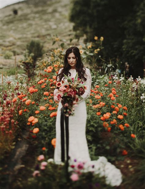 This Wedding Party Wore All Black And Let The Florals Speak For