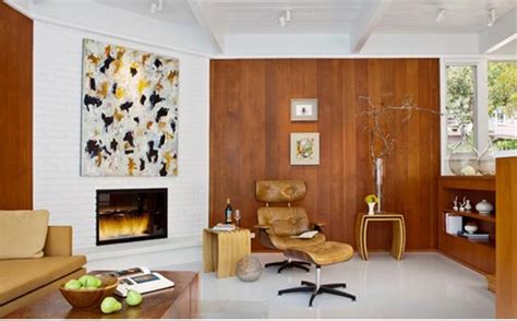 20 Charming Living Rooms With Wooden Panel Walls Mid Century Modern