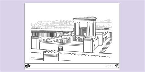 Free Second Jerusalem Temple Colouring Sheet Twinkl