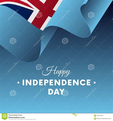 Banner Or Poster Of Fiji Independence Day Celebration Waving Flag