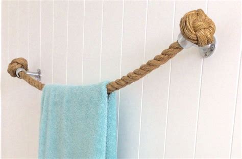 Rope Towel Rail Handmade With Natural Manila Rope For Bathroom Etsy