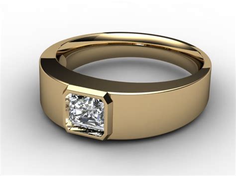 Mens Single Stone Diamond Ring In 18ct Yellow Gold 69 18136
