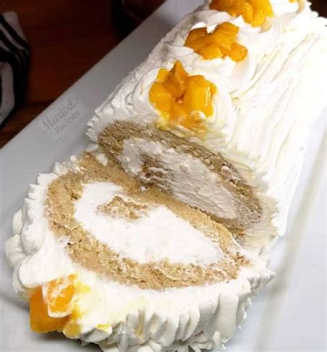 Mango Swiss Roll Cake With Stabilized Whipped Cream Frosting