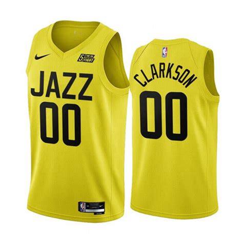 Mens Utah Jazz 00 Jordan Clarkson Yellow 202223 Association Edition