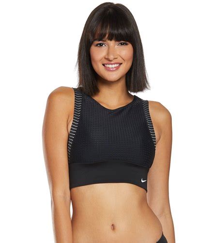 Nike Sport Mesh Convertible Layered High Neck Midkini Top At Swimoutlet