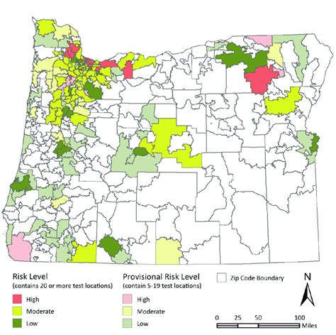 Map Of Radon Health Risk Levels In Oregon By Zip Code Adapted From