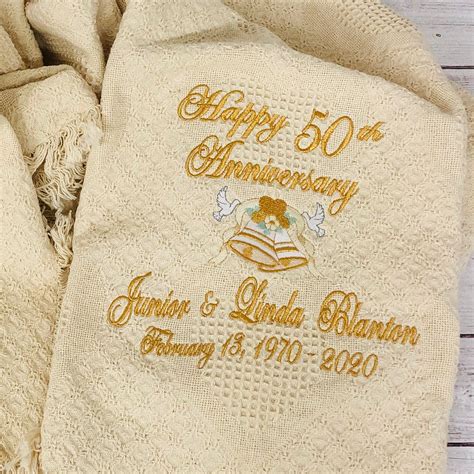 50th Anniversary T Personalized Embroidered Throw Etsy
