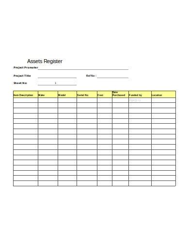 Asset Register Template Excel Free Doctemplates
