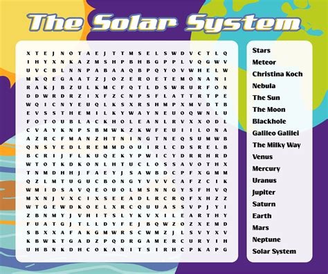Solar System Word Search Printables Printablee