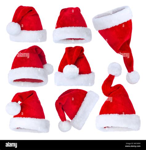 Santas Hat Set Over White Stock Photo Alamy