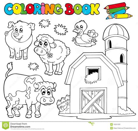 Coloring Book With Farm Animals 1 Stock Vector Illustration Of Design