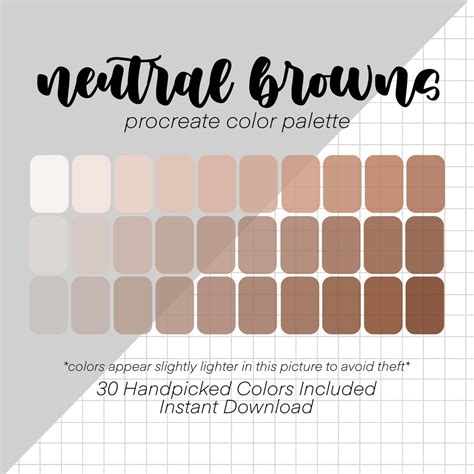 Neutral Browns Procreate Color Palette 30 Colors Included Etsy