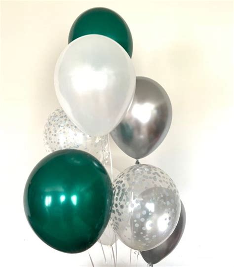 Pin By Elizabeth On Balloon Green Party Decorations Silver Party