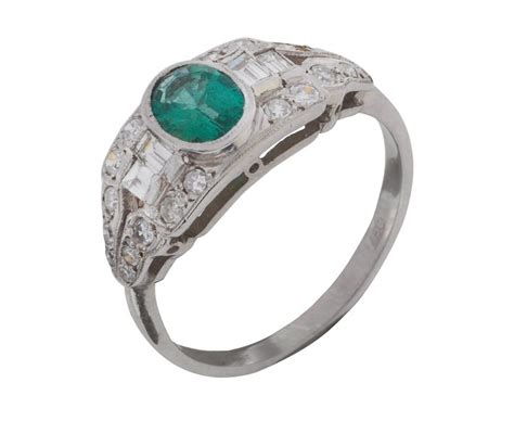 The captivating green color of emerald jewelry is both desirable and valuable. Antique Vintage Art Deco 18ct White Gold 0.64ct Emerald ...