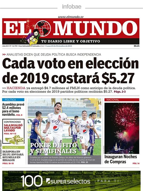 El Mundo El Salvador Lunes 03 De Diciembre De 2018 Infobae