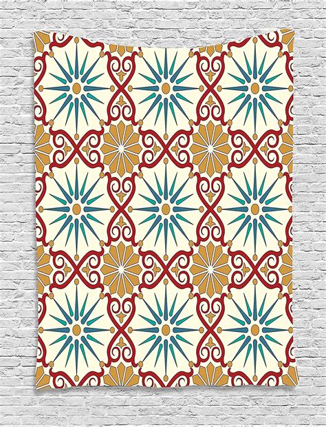 Moroccan Tapestry Decor Eastern Sacred Geometry Art Figures With
