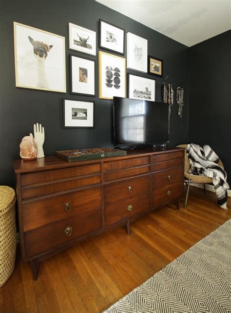 Furniture includes a black platform bed. Moody Modern Boho Master Bedroom Progress: Black Walls in ...