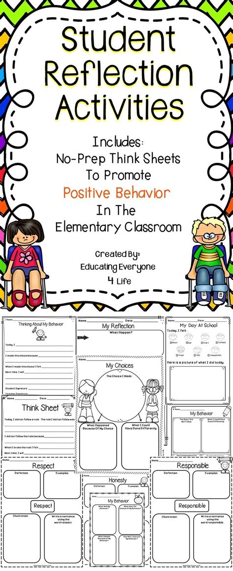 Behavior Reflection Sheets For The Classroom These Think Sheets Are A