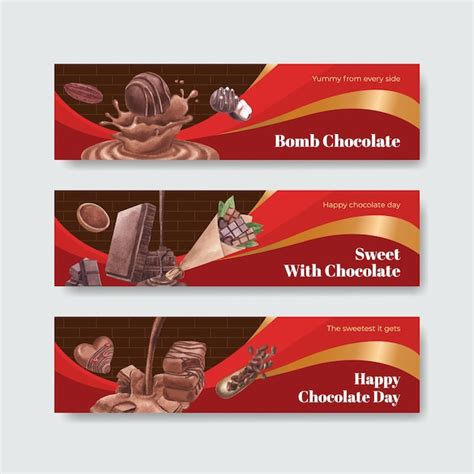 Premium Vector Banner Template With World Chocolate Day Concept