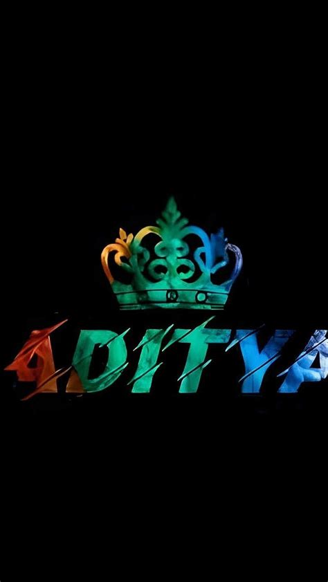 A To Z Name Aditya Colorful Crown Black Background Hd Phone