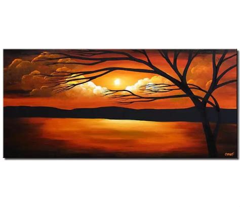 Painting For Sale Red Sunset Abstract Landscape 4098