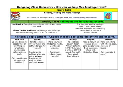 Homework Grid Teaching Resources