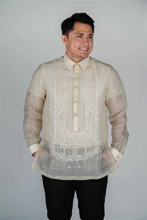 Barong Tagalog Black Filipino Formal Shirt Philippine National Costume Cloud Hot Girl