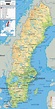 Large physical map of Sweden with roads, cities and airports | Sweden ...