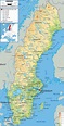Large physical map of Sweden with roads, cities and airports | Sweden ...
