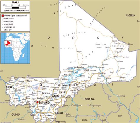 The mali rulers had a triple income: Large road map of Mali with cities and airports | Mali ...