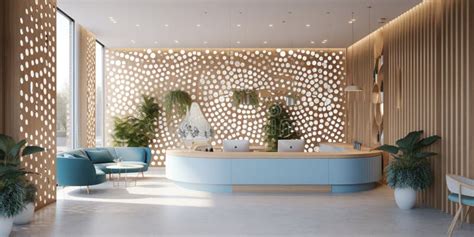 Illustration Of Modern Hotel Lobby Space Sleek Front Desk With A White