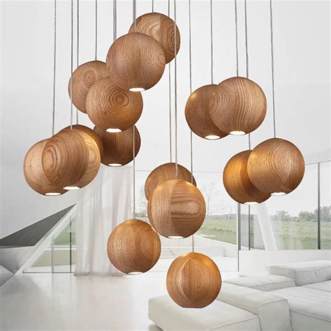 Solid Wood Modern Pendant Light Chinese Japanese Nordic Creative Minimalist Living Room Dining