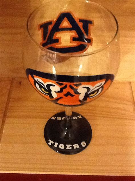 Hand Painted Auburn Tigers Wine Glass On Etsy 24 95 Hand Painted Wine Glasses Wine Glass