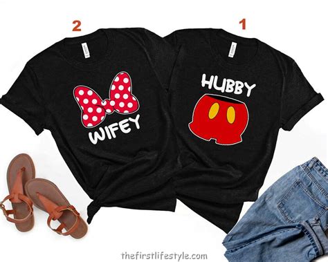Disney Mickey Minnie Hubby Wifey Shirt Valentine Matching Couple