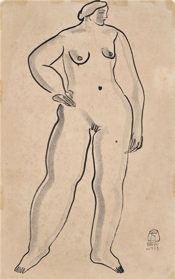 Sanyu A NUDE WITH ONE HAND ON HER WRIST 1929 MutualArt