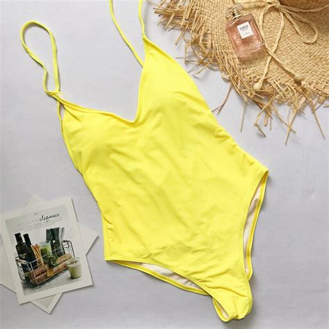 2020 summer women solid bikinis sexy bandage one piece backless swims