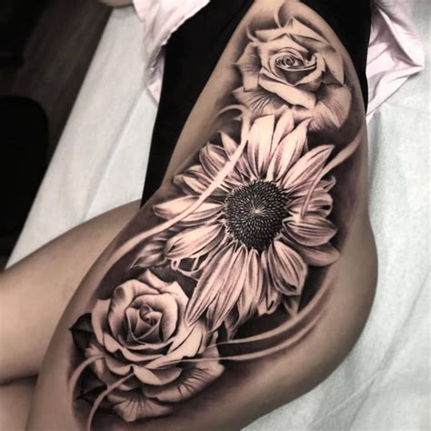 Pin By Lola Bonded On Tattoos Sunflower Tattoo Thigh Hip Tattoos Women Thigh Tattoos Women