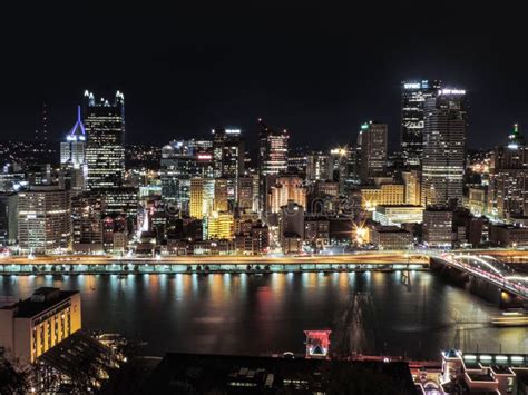 Pittsburgh Skyline At Night Editorial Photo Image Of Night City