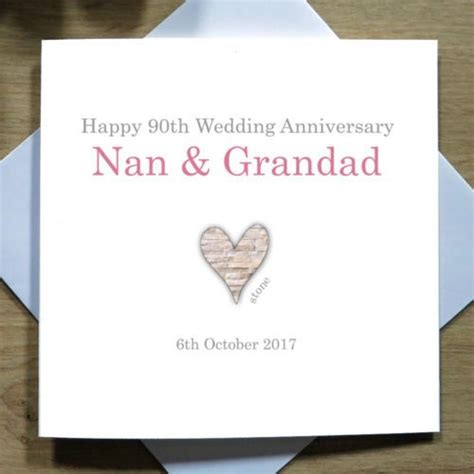 Personalised Handmade 90th Wedding Anniversary Card Stone Ninety Nine