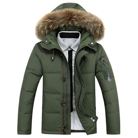 2015 New Winter Mens Down Jacket Fur Collar Casual Winter Proof Wool