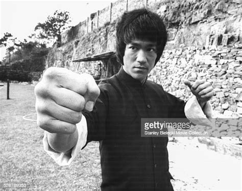 Actor And Martial Artist Bruce Lee Rehearsing On The Set Of The Film