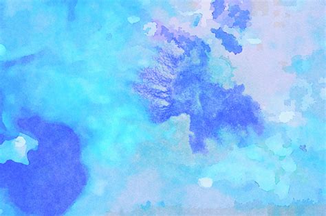 Aqua Blue Watercolor Splotchy Wet Abstract Painting On Textured Paper