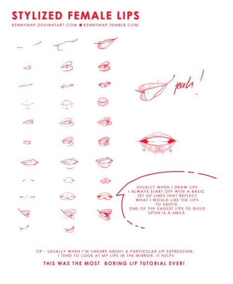 Stylised Female Lips By Kennymap Técnicas De Dibujo