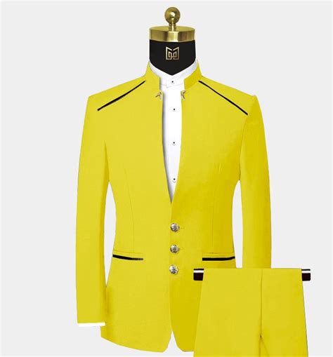 Yellow Mandarin Collar Suit Yellow Prom Suit Prom Suits Prom For Guys