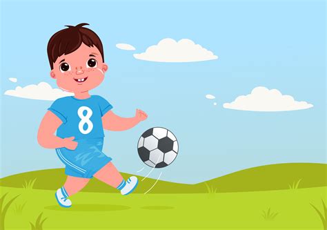 Cute Boy Girl Playing Football With A Soccer Ball Players Team Modern