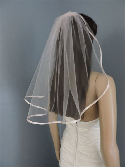 Mini Fly Away Wedding Veil With Ribbon Edge Bridal Veil