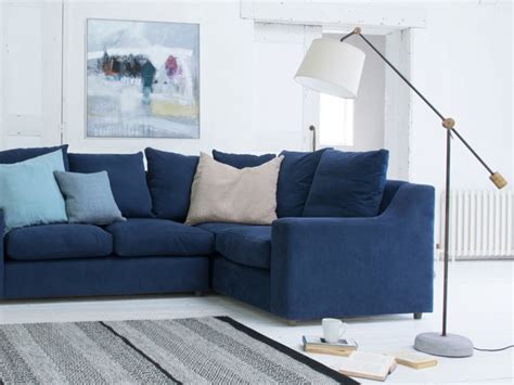The style of your floor lamp should complement the other selections in your room. Bruges Floor Lamp | Corner sofa living room, Blue corner sofas, Corner sofa