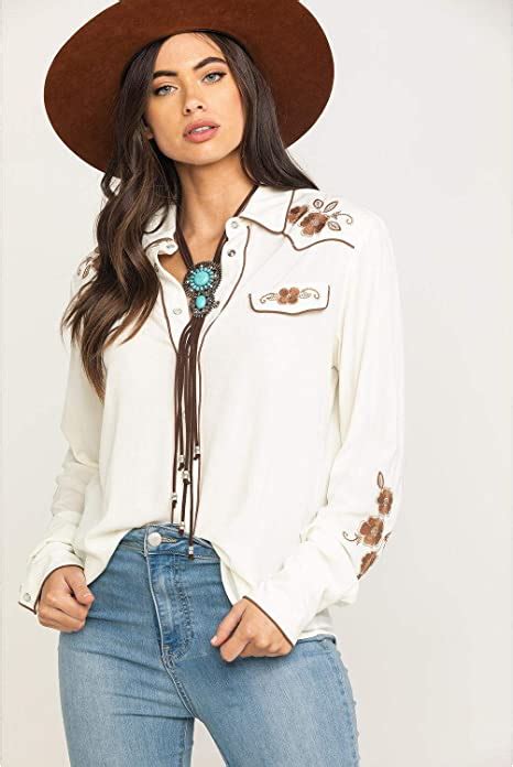Stetson Womens White Embroidered Long Sleeve Western Shirt 11 050