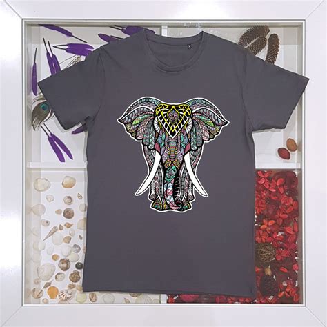 Patterned Elephant Unisex Style T Shirt 100 Organic Cotton Etsy